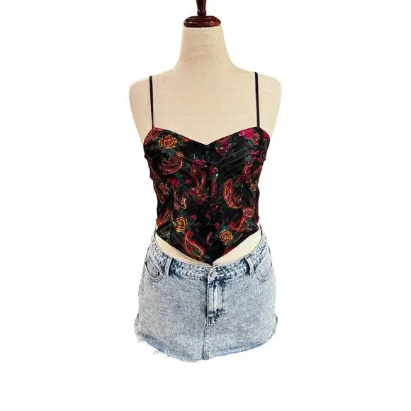 Vintage 90s Victoria’s Secret Gold Label Paisley Corset Cami Womens S Fits Big - Picture 3 of 9